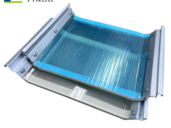 钢边锁边采光板frp钢边透明采光瓦阳光板天幕耐力板玻璃钢阳光瓦
